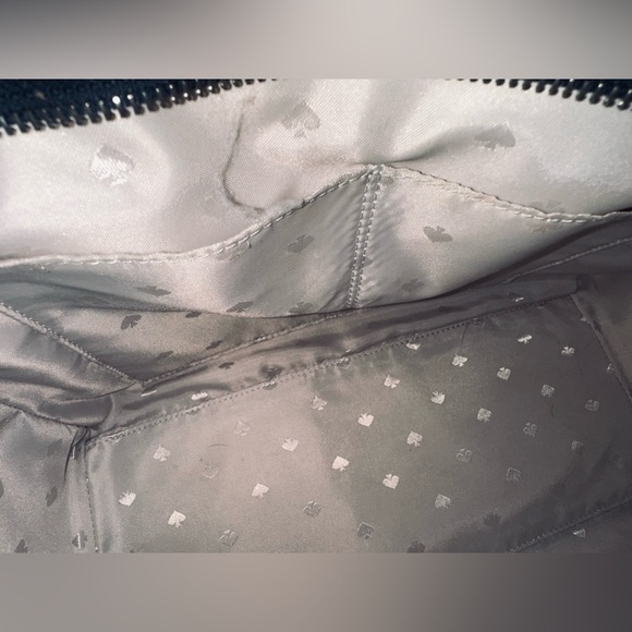 Kate Spade Large 3 tone leather handbag. Baby Lilac, Navy & White. EUC. - Picture 12 of 15